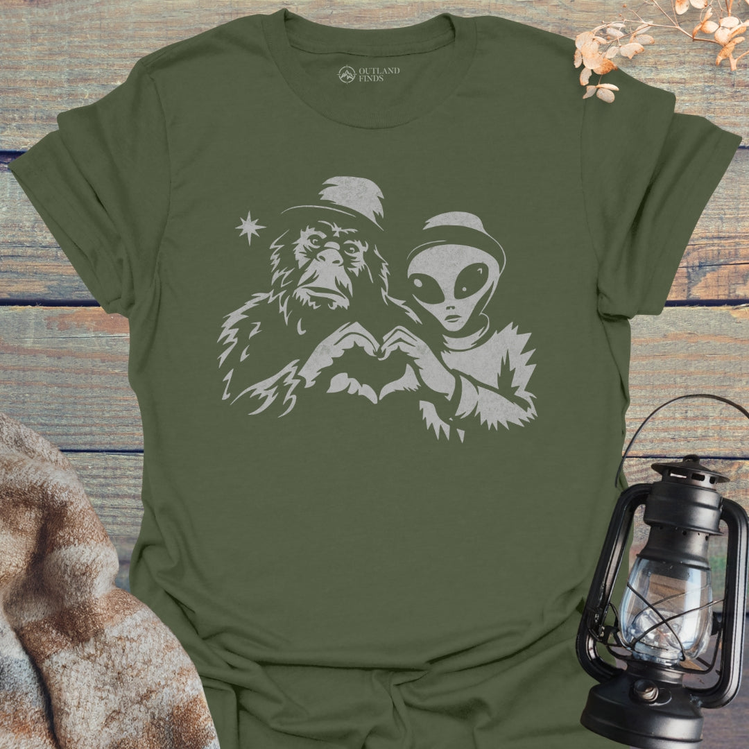 Bigfoot with Alien T-Shirt