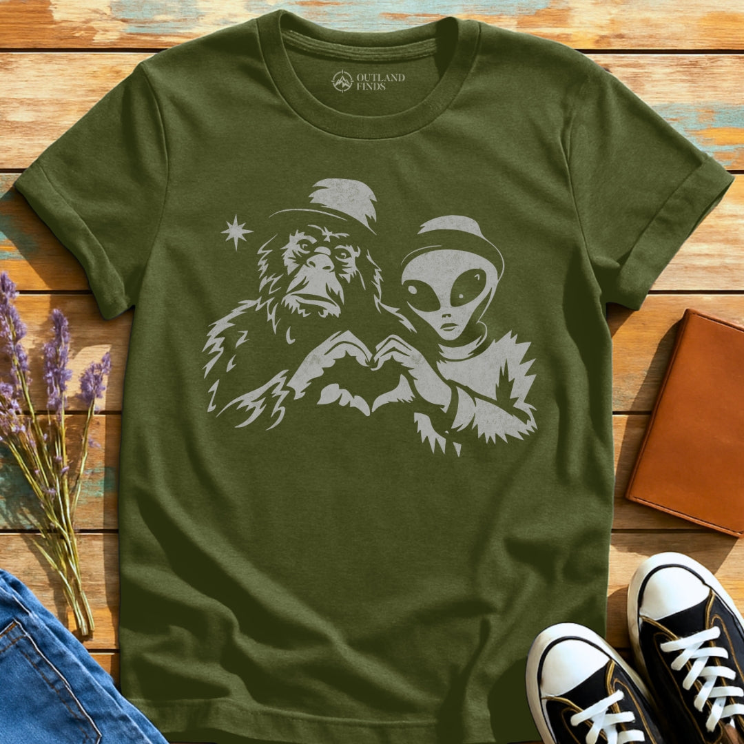 Bigfoot with Alien T-Shirt