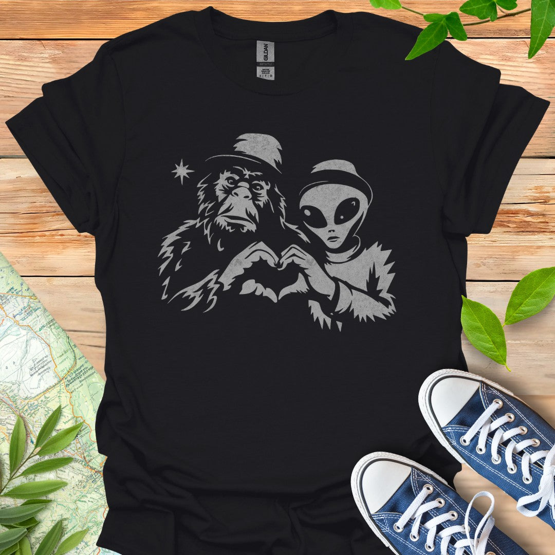 Bigfoot with Alien T-Shirt