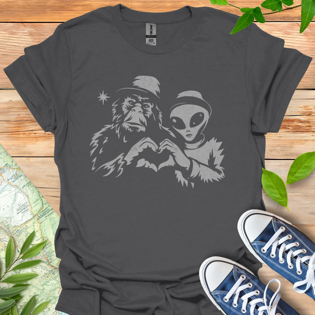 Bigfoot with Alien T-Shirt