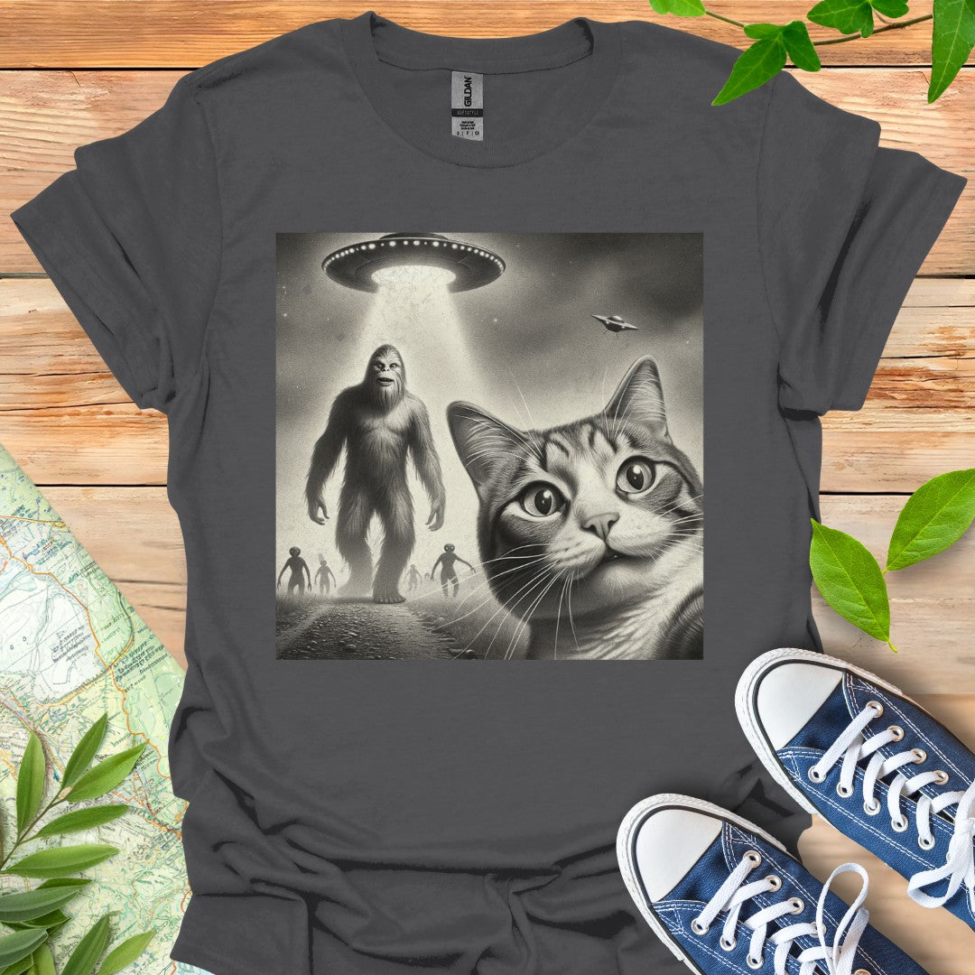 Cat Bigfoot Selfie T-Shirt