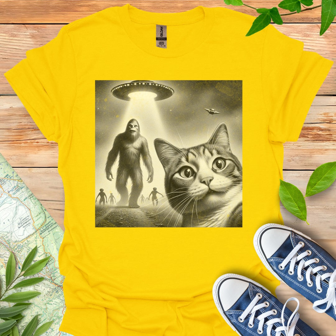 Cat Bigfoot Selfie T-Shirt