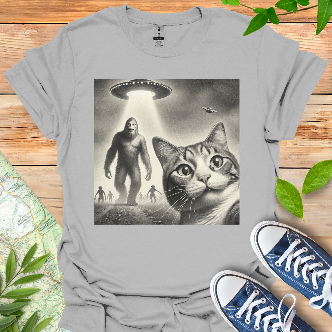 Cat Bigfoot Selfie T-Shirt