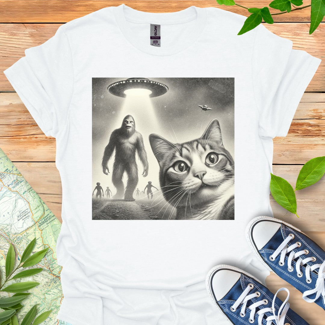 Cat Bigfoot Selfie T-Shirt